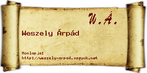 Weszely Árpád névjegykártya