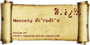 Weszely Árpád névjegykártya